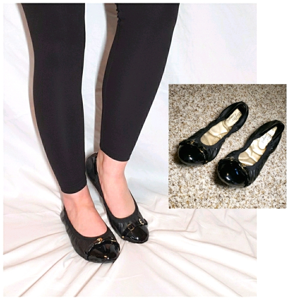 New Black DexFlex Comfort Flats w/ Buckle Design